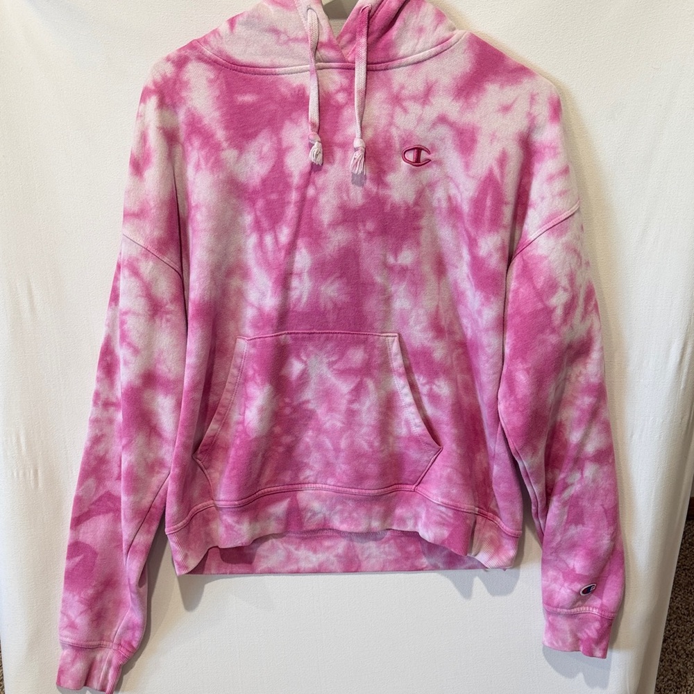 Champion Women's Pink Tie-Dye Hoodie